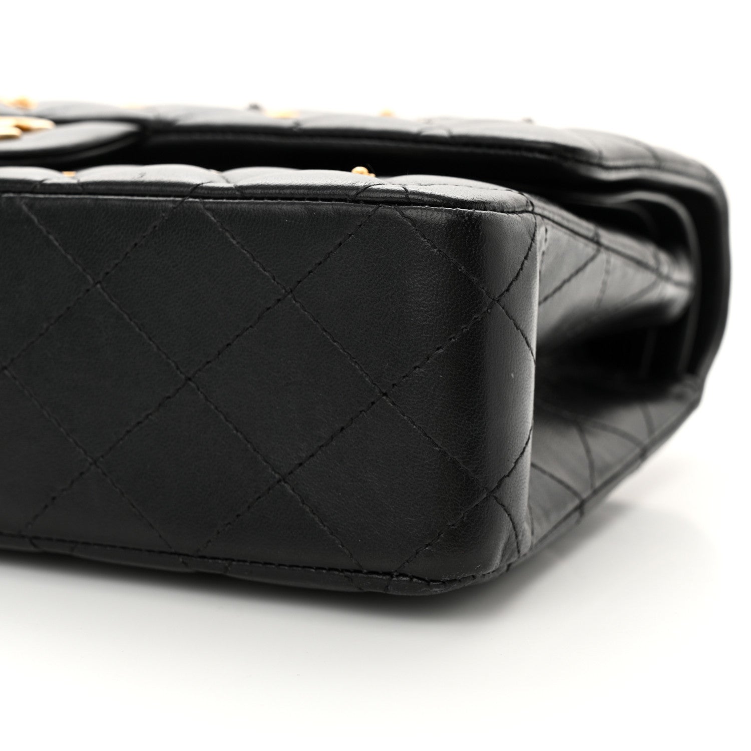 Chanel Lambskin Quilted Studded Medium Double Flap Black 10 of 11