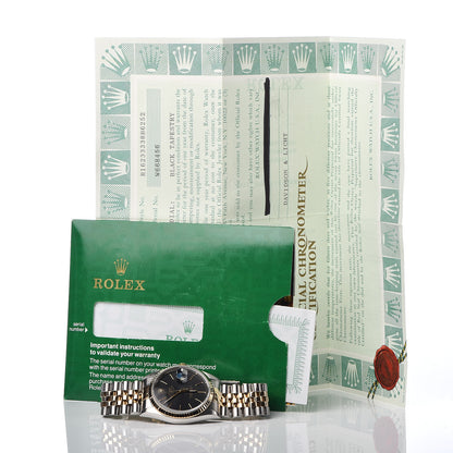 Rolex Stainless Steel 18K Yellow Gold 36mm Oyster Perpetual Datejust Watch Black Tapestry 16233 7 of 7