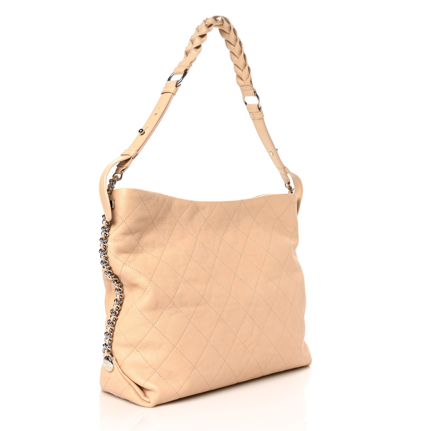 Chanel Grained Calfskin Stitched Medium Braided With Style Hobo Beige 2 of 9