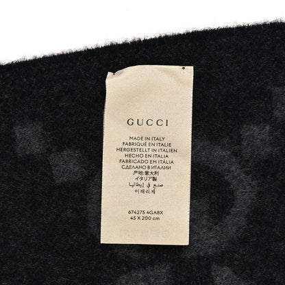 Gucci Cashmere Monogram Jumbo GG Canvy Fringe Scarf Flanner Black 4 of 4