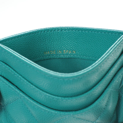 Chanel Caviar Quilted Card Holder Turquoise 6 of 7