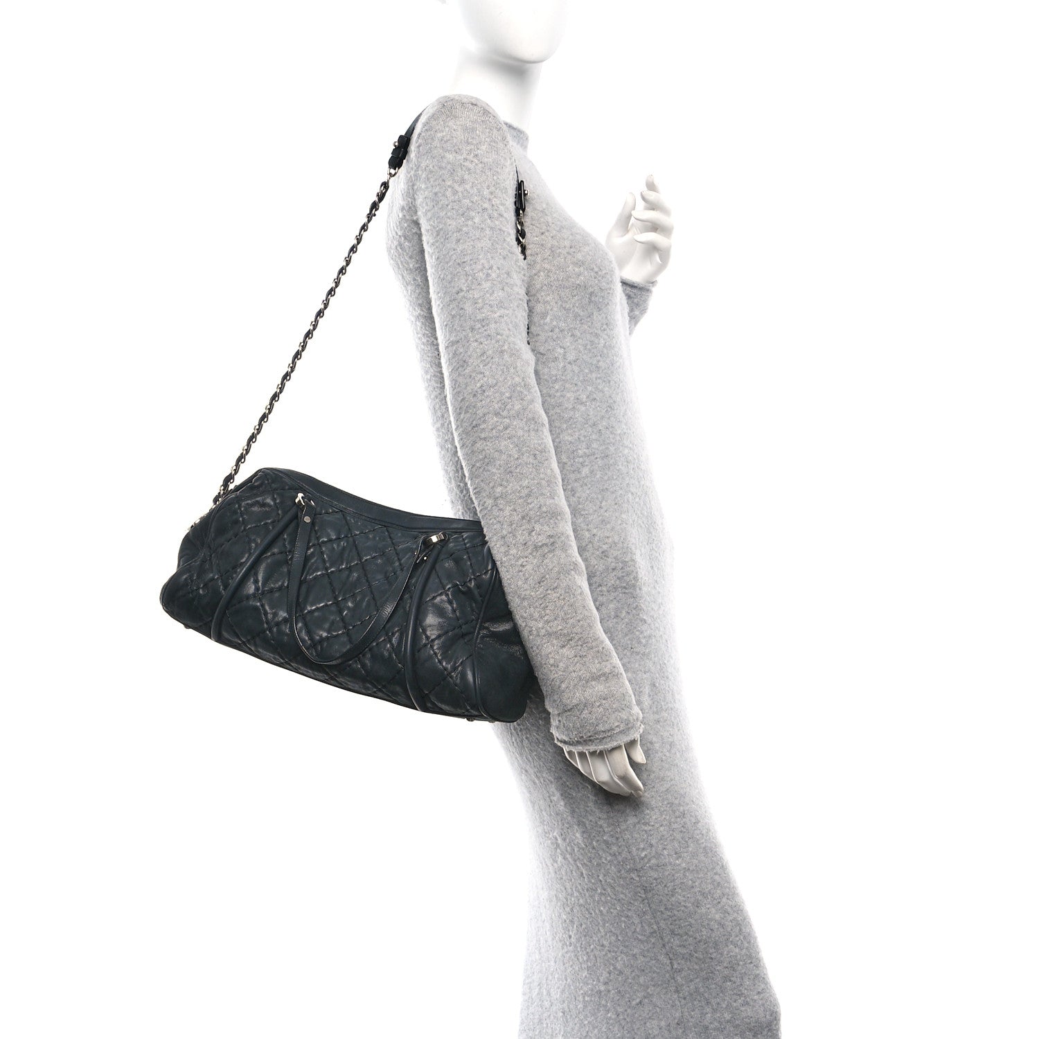 Chanel Iridescent Calfskin Quilted Relax CC Bowler Bag Black 2 of 10