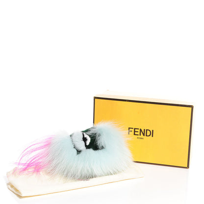 Fendi Fox Rabbit Goat Mink Fur Vitello Flamingo Bagood Monster Bag Bug Charm Light Blue 6 of 6
