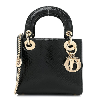 Christian Dior Shiny Snakeskin Mini Lady Dior Emerald Green 1 of 11