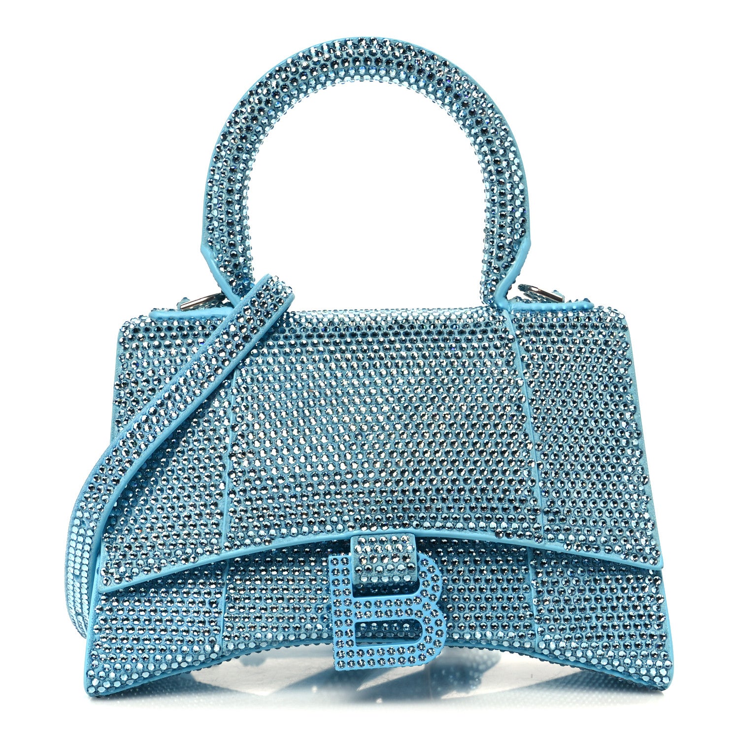 Balenciaga Strass Suede Hourglass Top Handle Bag XS Light Blue 1 of 11