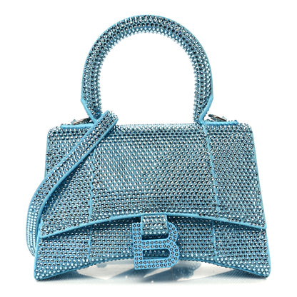 Balenciaga Strass Suede Hourglass Top Handle Bag XS Light Blue 1 of 11