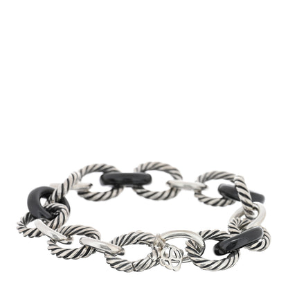 David Yurman Sterling Silver Ceramic 13mm Large Oval Link Bracelet Black 2 of 3