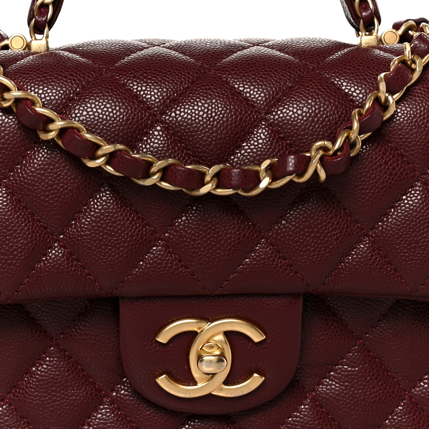 Chanel Caviar Quilted Small Handy CC Flap Burgundy 9 of 12