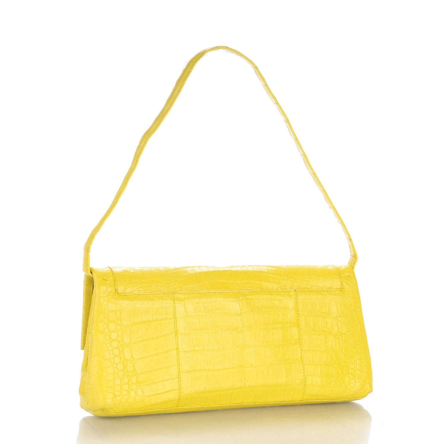 Crocodile Soft Flap Clutch Yellow