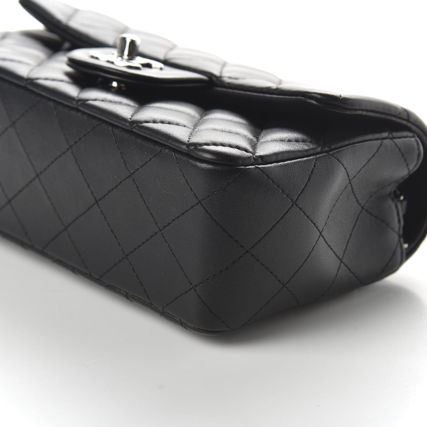 Lambskin Quilted Mini Rectangular Flap Black