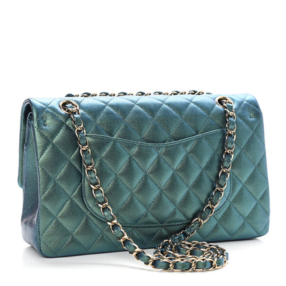 Chanel Iridescent Caviar Quilted Medium Double Flap Green 3 of 11