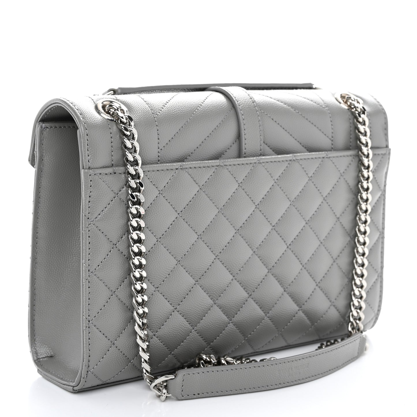 Grain De Poudre Textured Mixed Matelasse Medium Triquilt Monogram Satchel New Stone
