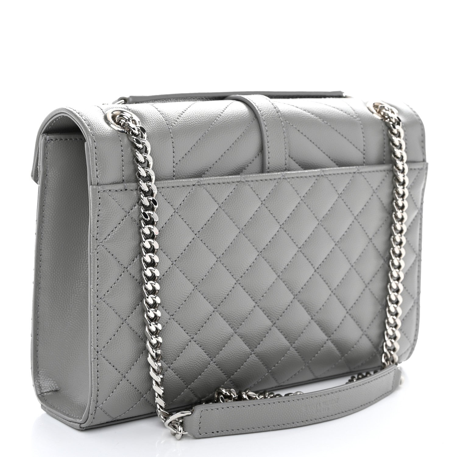 Saint Laurent Grain De Poudre Textured Mixed Matelasse Medium Triquilt Monogram Satchel New Stone 3 of 9