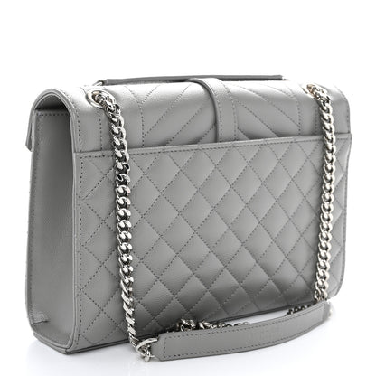 Saint Laurent Grain De Poudre Textured Mixed Matelasse Medium Triquilt Monogram Satchel New Stone 3 of 9