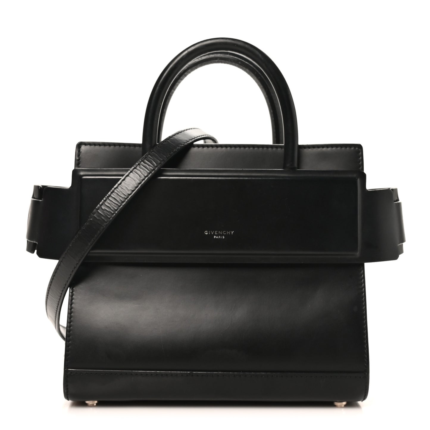 Smooth Calfskin Mini Horizon Satchel Black