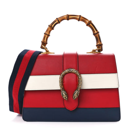 Gucci Calfskin Bamboo Web Medium Dionysus Top Handle Bag Red White Blue 1 of 16