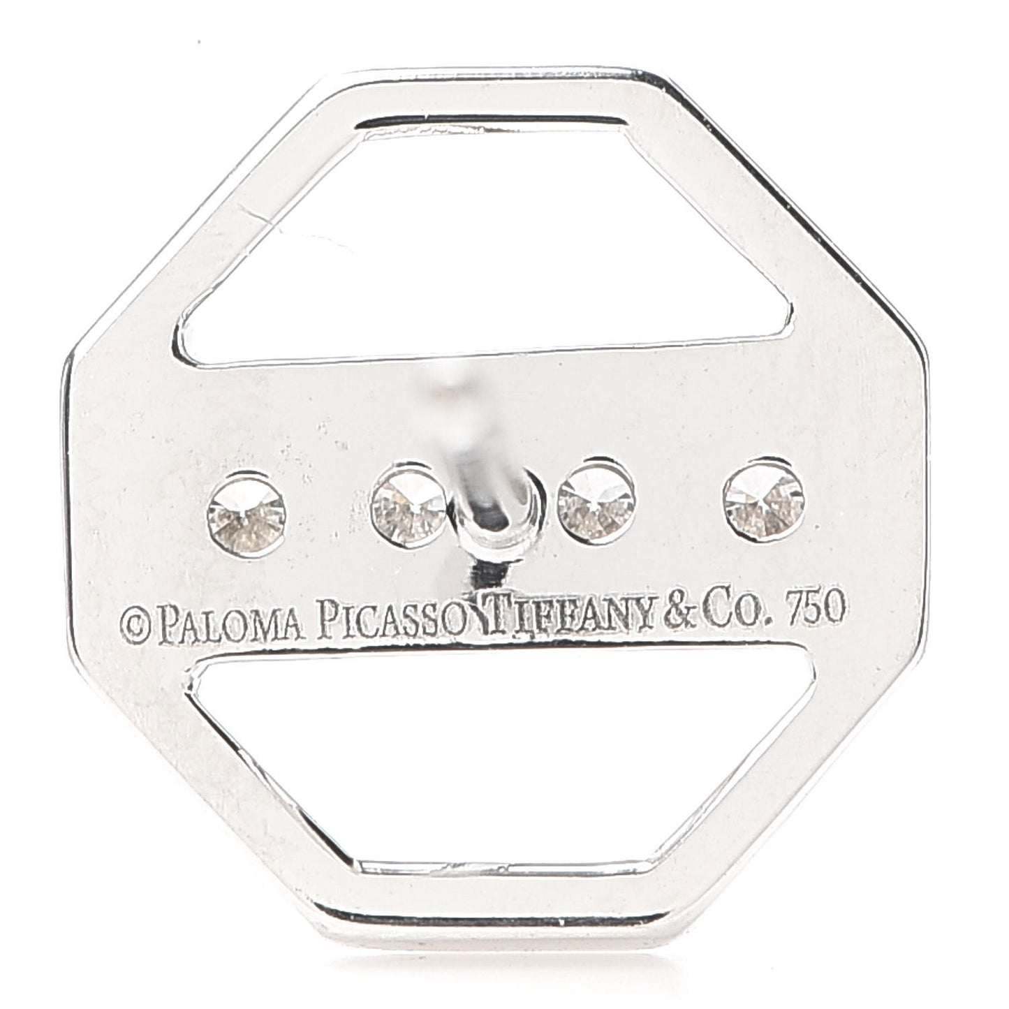 18K White Gold Diamond Zellige Octagon Earrings