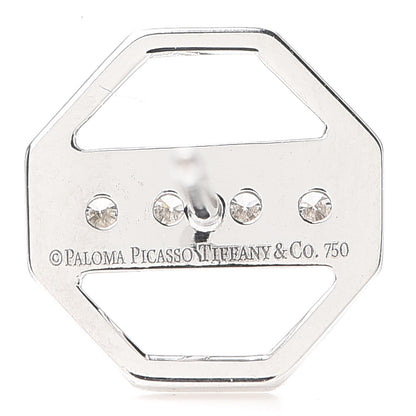 Tiffany 18K White Gold Diamond Zellige Octagon Earrings 4 of 5