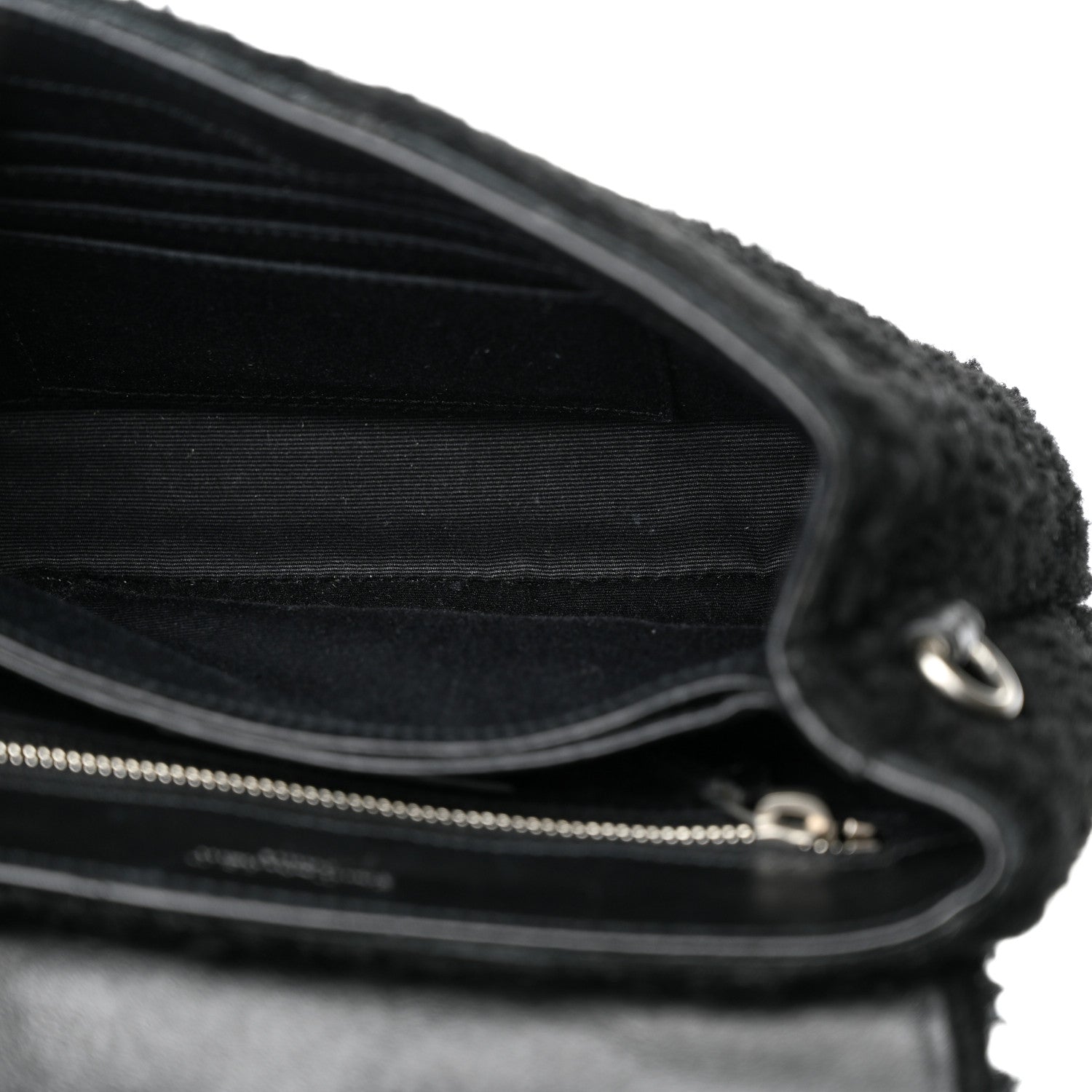 Saint Laurent Shearling Toy Loulou Shoulder Bag Black 5 of 11