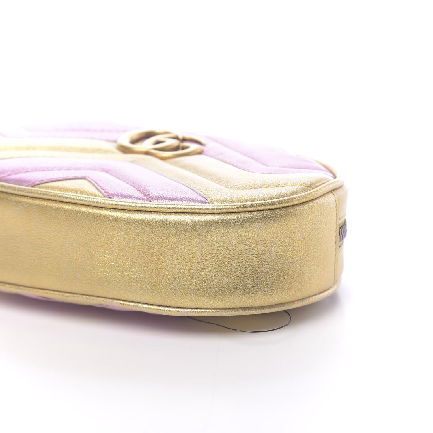 Gucci Metallic Nappa Matelasse Heart GG Marmont Belt Bag 85 34 Oro Vecchio Rosa 9 of 10