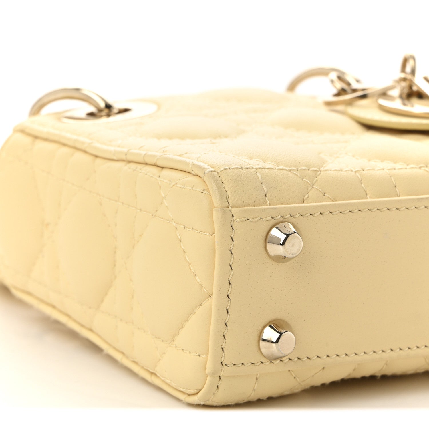 Christian Dior Lambskin Cannage Nano Lady Dior Light Yellow 9 of 10