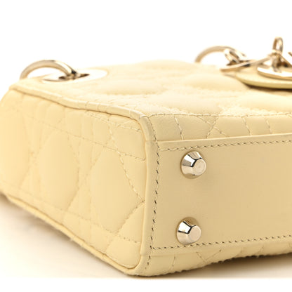 Christian Dior Lambskin Cannage Nano Lady Dior Light Yellow 9 of 10