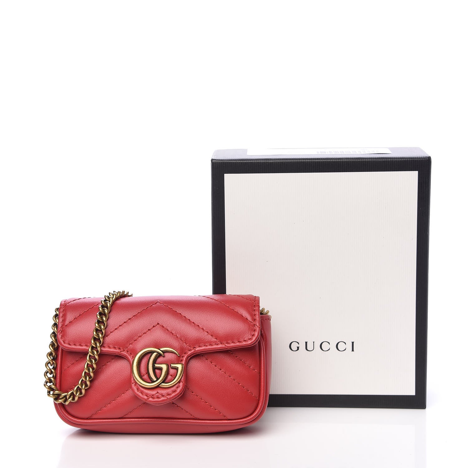 Gucci Calfskin Matelasse GG Marmont 2.0 Coin Purse On A Chain Hibiscus Red 10 of 10