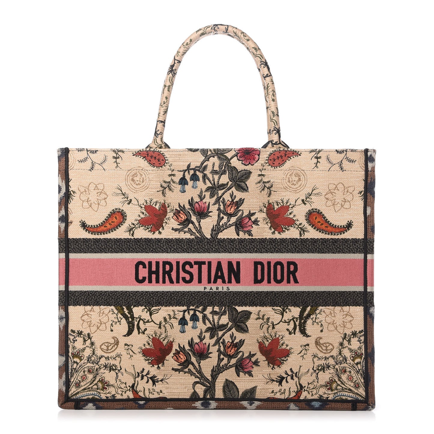 Canvas Embroidered Large Broderie Dior Flowers Book Tote Multicolor