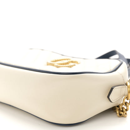 Gucci Vintage Effect Calfskin Matelasse Diagonal Small Torchon GG Marmont Chain Shoulder Bag Mystic White Blue Agata 10 of 10