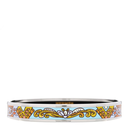 Hermes Enamel Printed Narrow Bracelet 70 Blue Orange 1 of 5