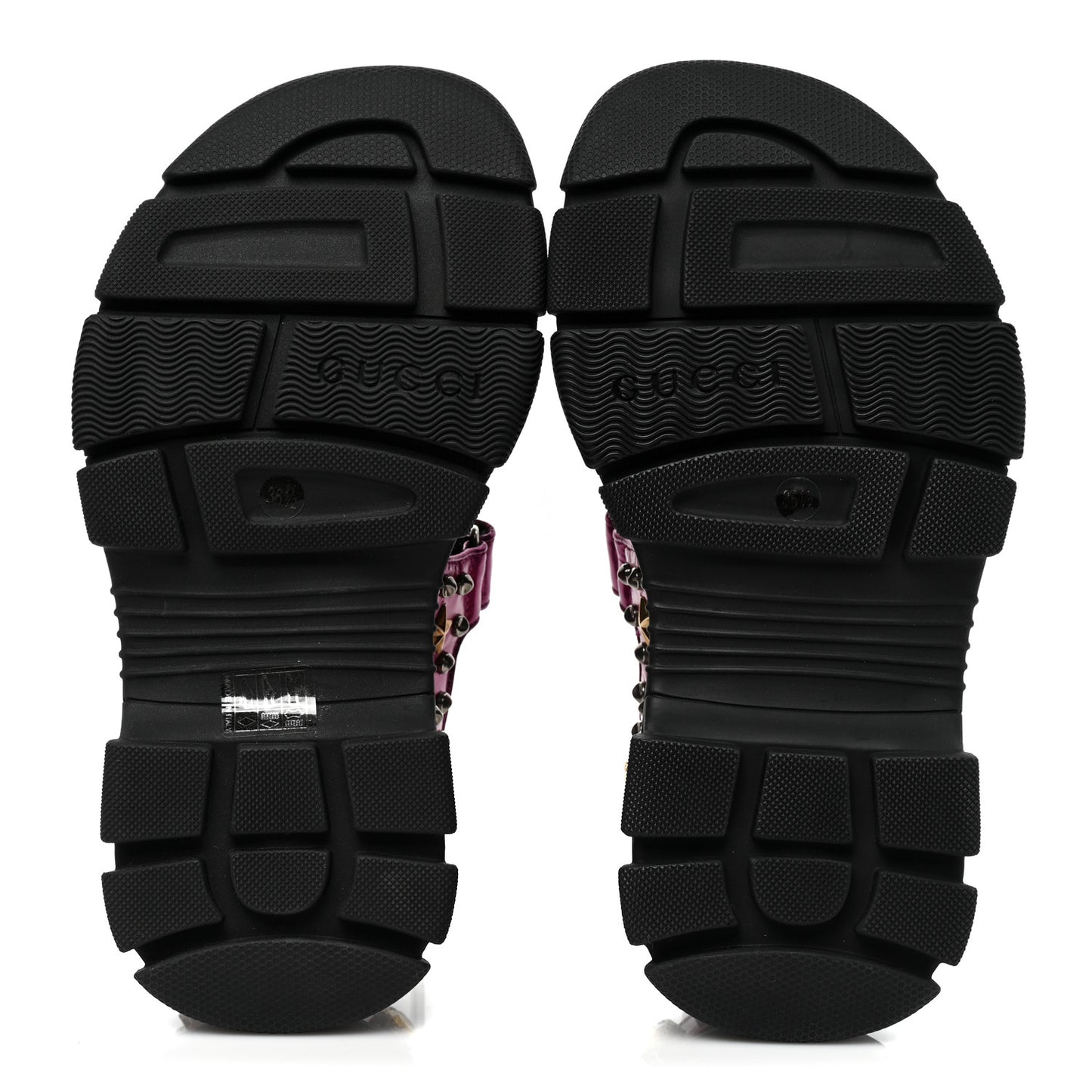 Nappa Mesh Crystal Embellished Studded Womens Aguru Sandals 36.5 Pink Black