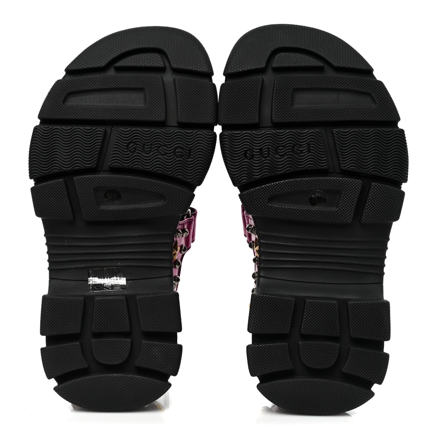 Gucci Nappa Mesh Crystal Embellished Studded Womens Aguru Sandals 36.5 Pink Black 6 of 9