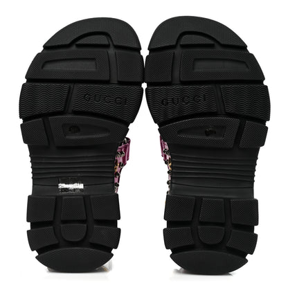 Gucci Nappa Mesh Crystal Embellished Studded Womens Aguru Sandals 36.5 Pink Black 6 of 9
