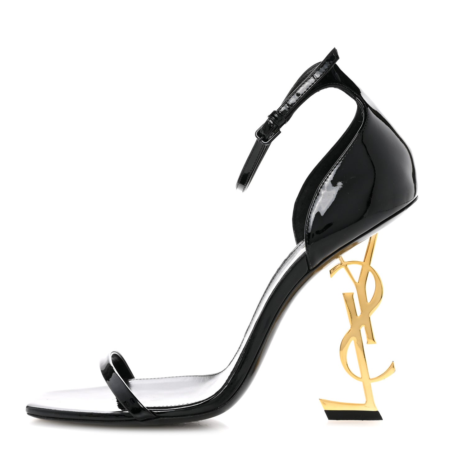 Patent Calfskin Opyum 110 Sandals 40.5 Black Gold