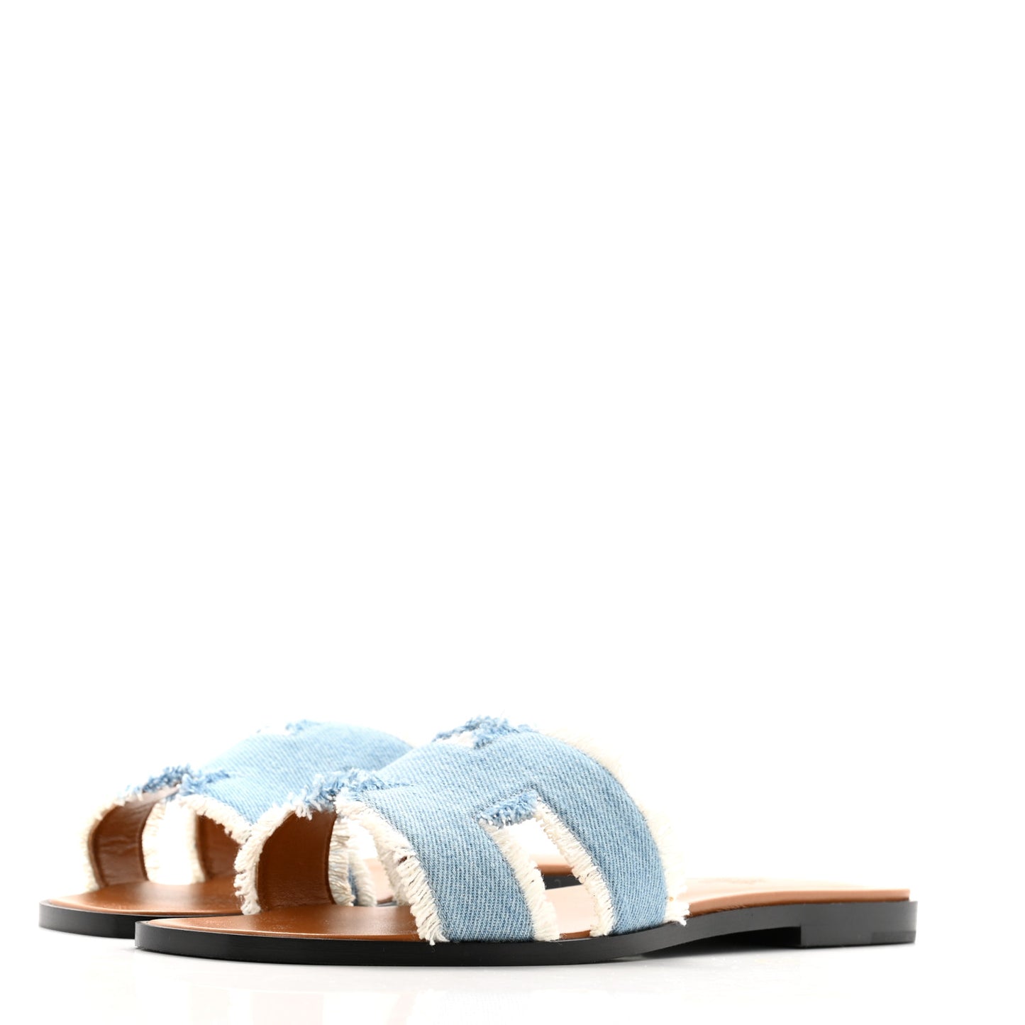 Denim Oran Fringe Sandals 39 Bleu Clair