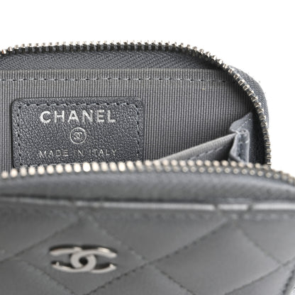 Chanel Iridescent Calfskin Quilted Zip Coin Purse Wallet Light Blue 6 of 11