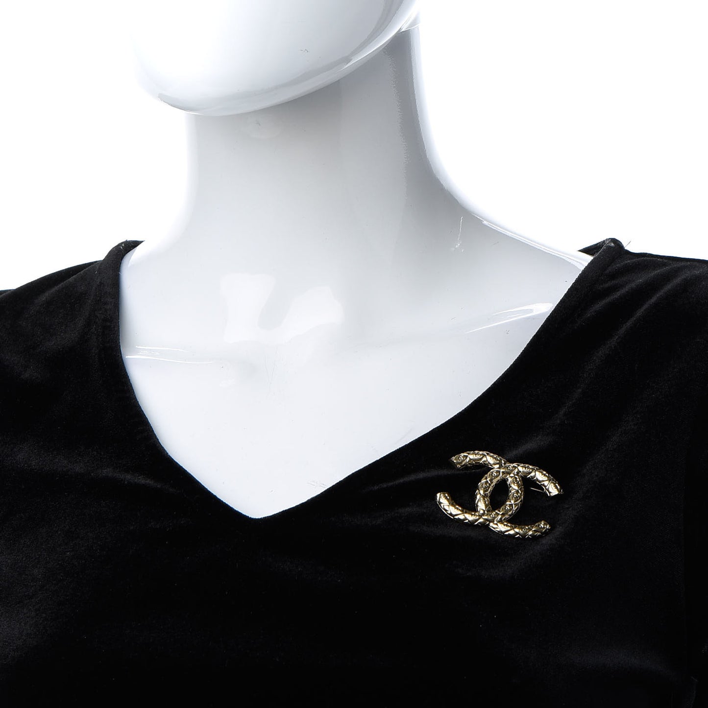 Metal CC Diamond Quilted Brooch Light Gold
