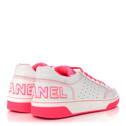 Chanel Calfskin Womens Logo Sneakers 40 Fuchsia White 4 of 10