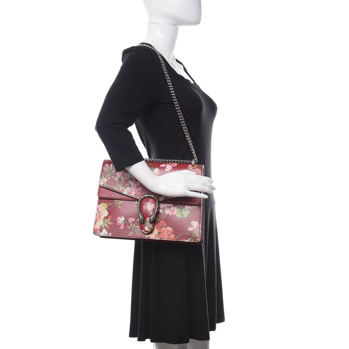 Calfskin Blooms Print Medium Dionysus Shoulder Bag Romantic Cherry Multicolor