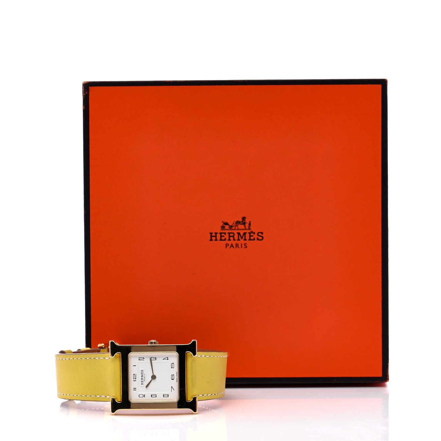 Hermes Stainless Steel Swift 26mm Heure H Hour Quartz Watch Lime 9 of 9