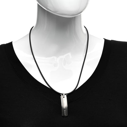 Tiffany Sterling Silver Titanium 1837 Bar Pendant Cord Necklace 2 of 4