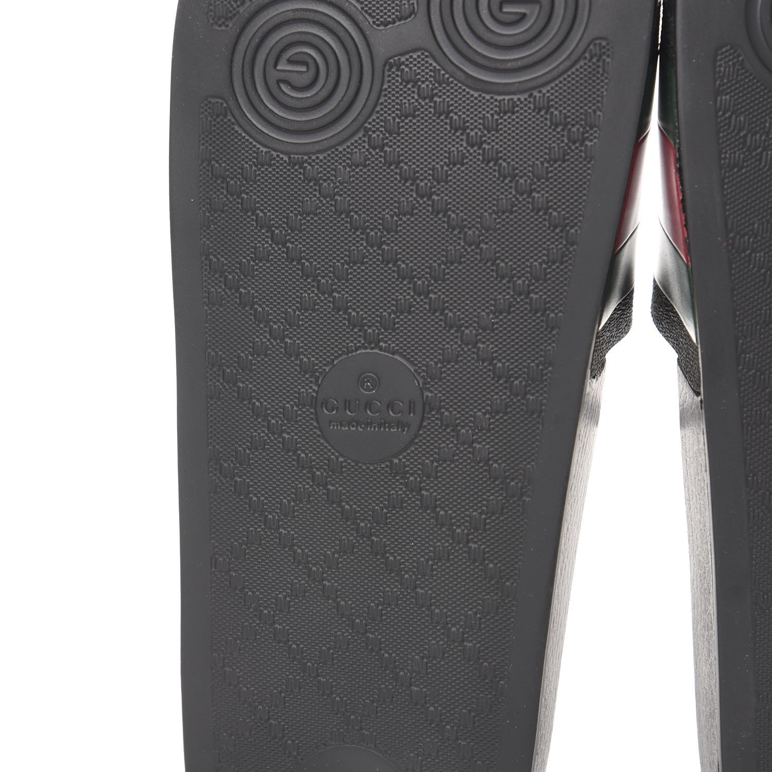 Gucci Rubber Web Mens Pool Slide Sandals 10 Black Green Red 6 of 7