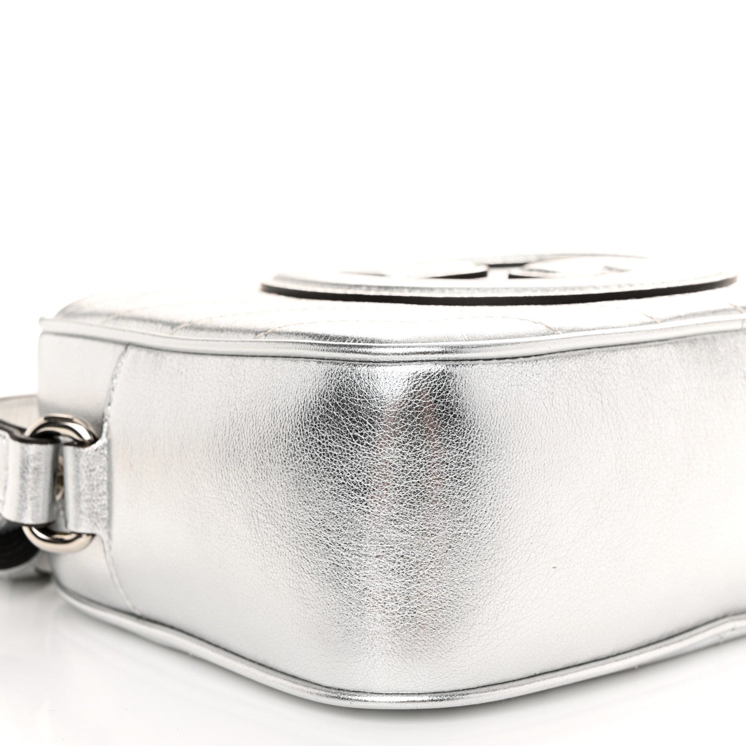 Gucci Metallic Sakai Be Green Calfskin Diagonal Stitched Small Blondie Shoulder Bag Silver 9 of 10