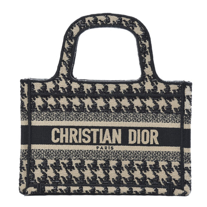 Christian Dior Canvas Houndstooth Embroidered Mini Book Tote Black 1 of 9