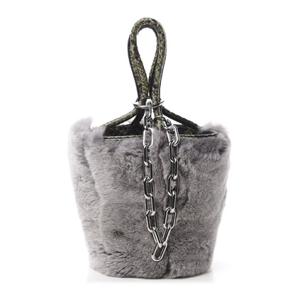 Alexander Wang Rabbit Fur Snakeskin Mini Roxy Bucket Grey 1 of 13