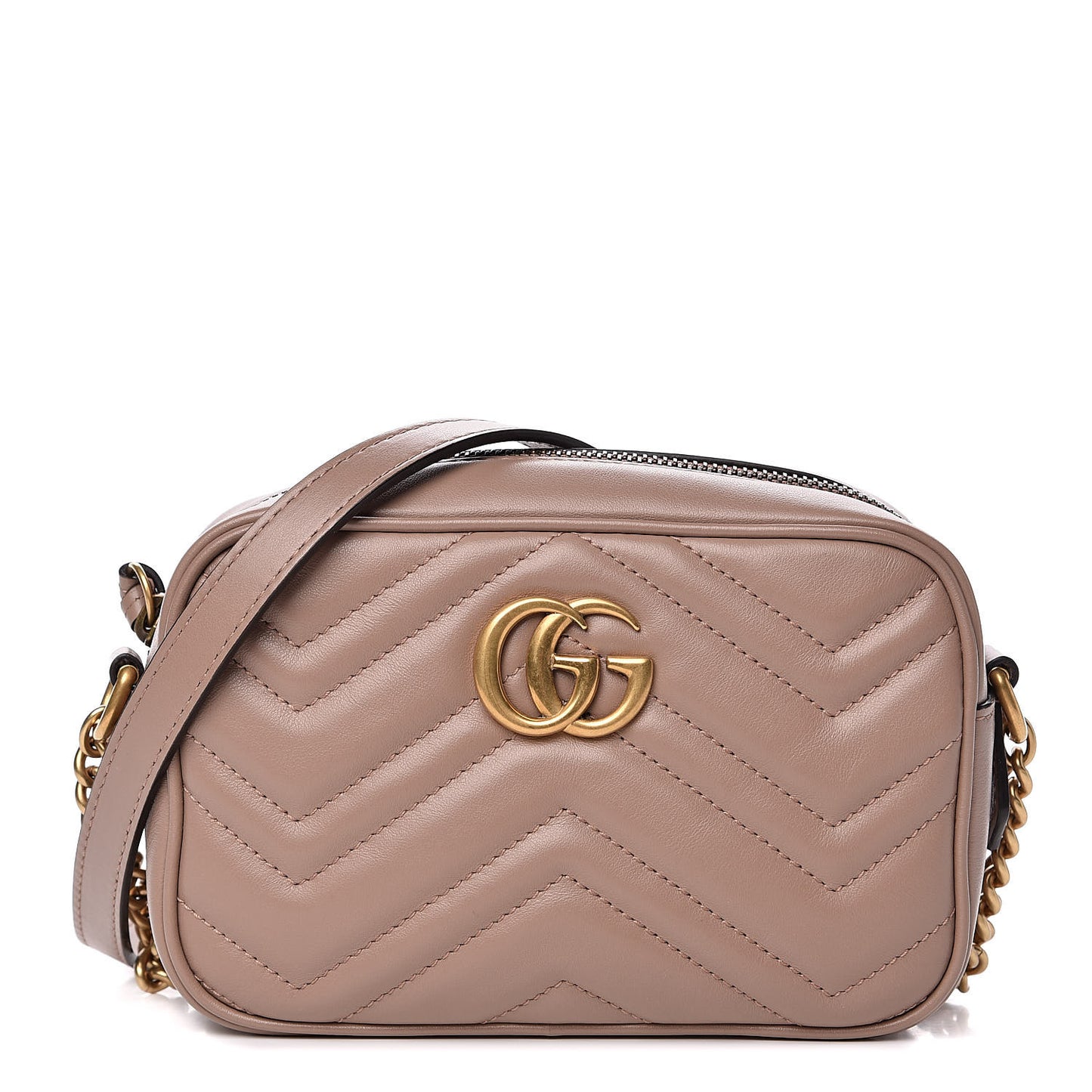 Calfskin Matelasse Mini GG Marmont Chain Shoulder Bag Porcelain Rose