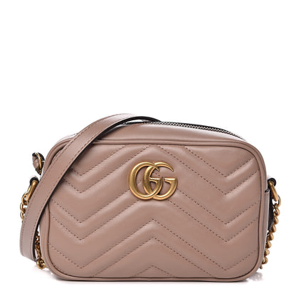 Gucci Calfskin Matelasse Mini GG Marmont Chain Shoulder Bag Porcelain Rose 1 of 10