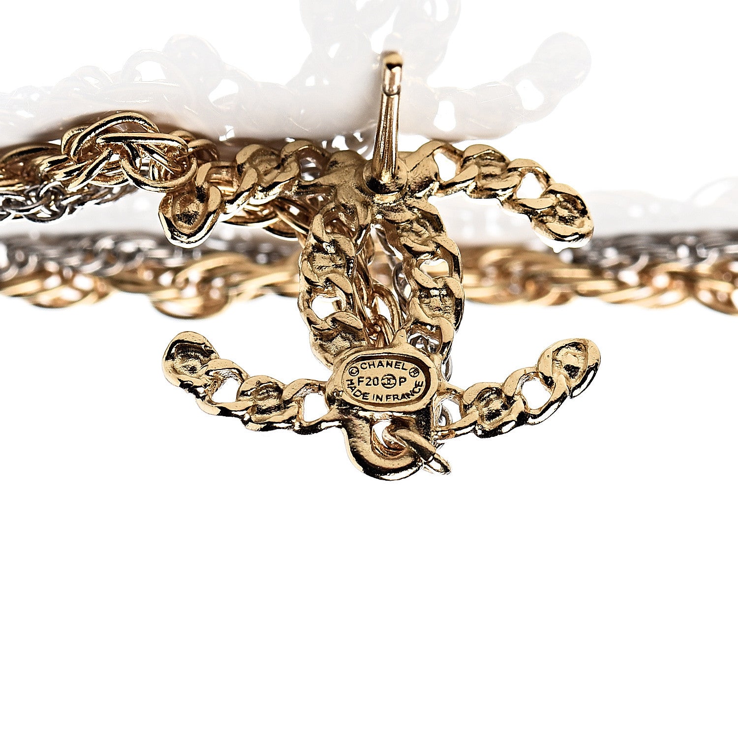 Chanel Crystal CC Chain Cuff Single Earring Gold Silver 4 of 5