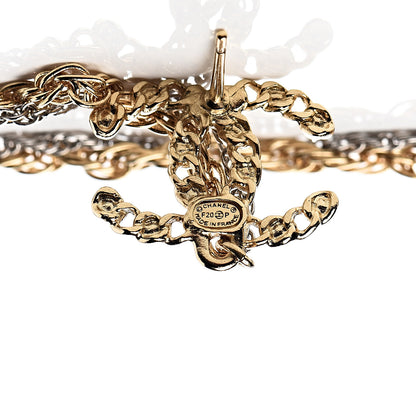 Chanel Crystal CC Chain Cuff Single Earring Gold Silver 4 of 5