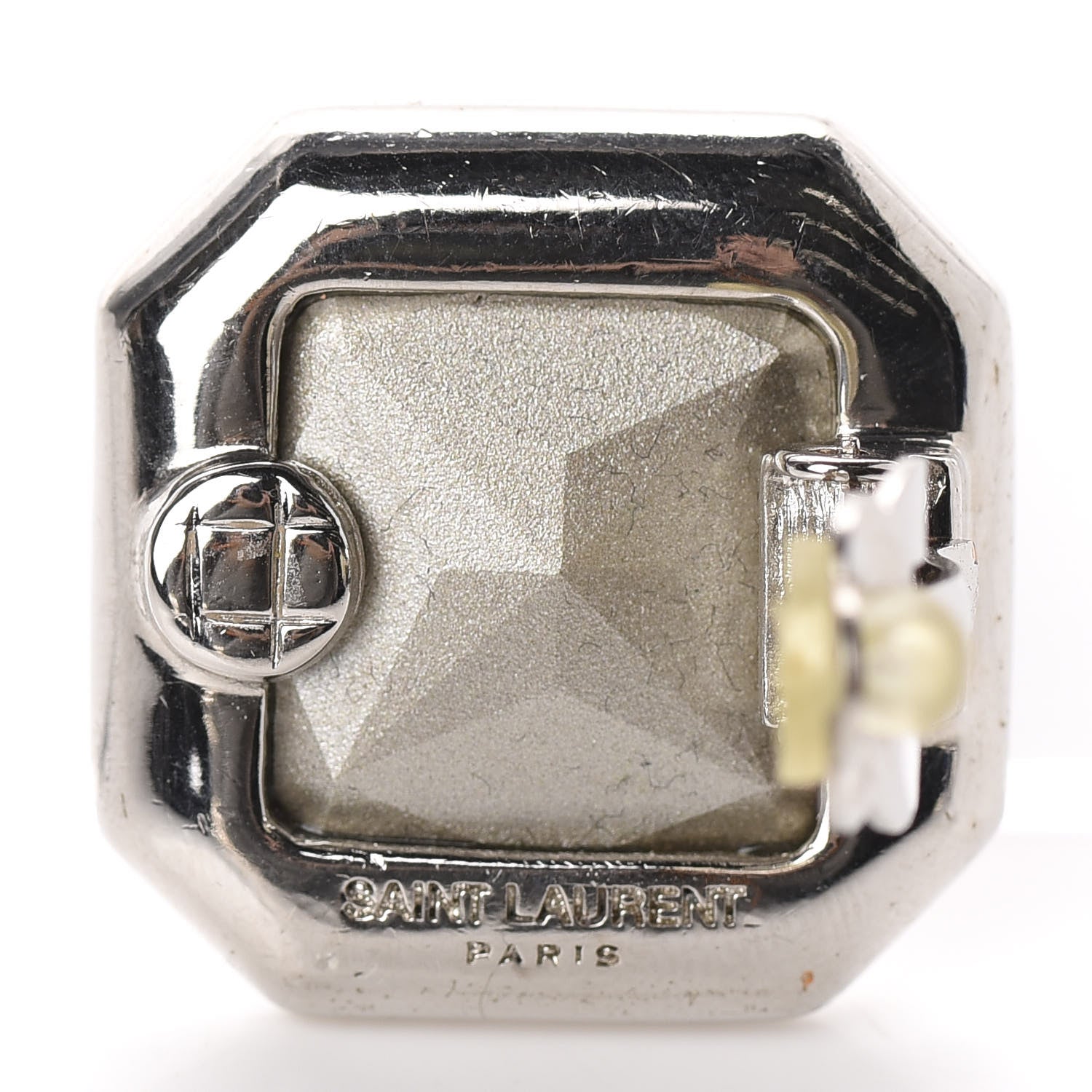 Saint Laurent Crystal Smoking Clip On Earrings Silver 4 of 5